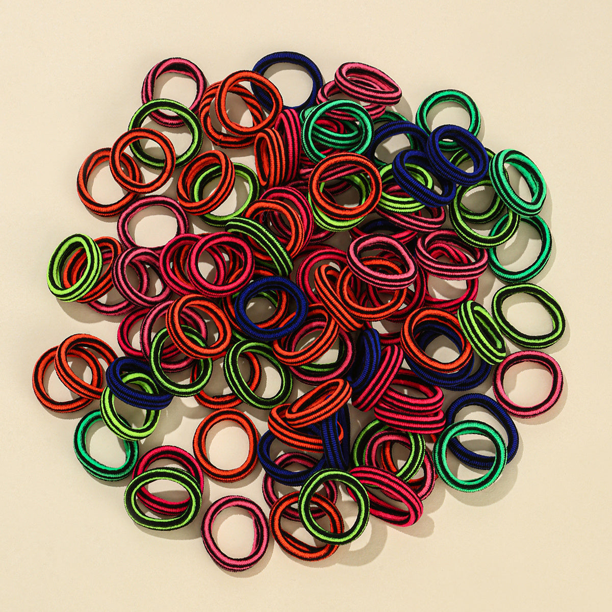 100pcs Mix Colors Stripe Hair Ties Hair Elastics For Girl