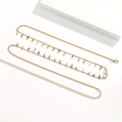 Boho Colorful Beads Waist Chain Single Layer Belly Chain Beach Bikini Chains