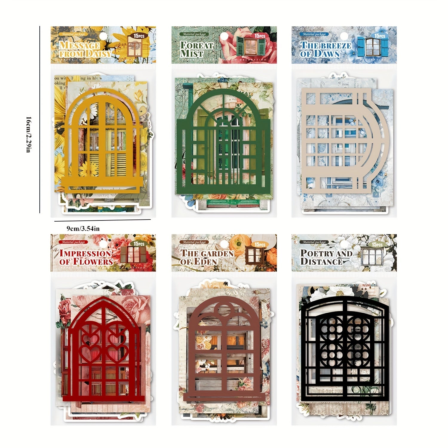 15 Sheets Retro Openwork Decoration Material Paper For Scrapbooking DIY