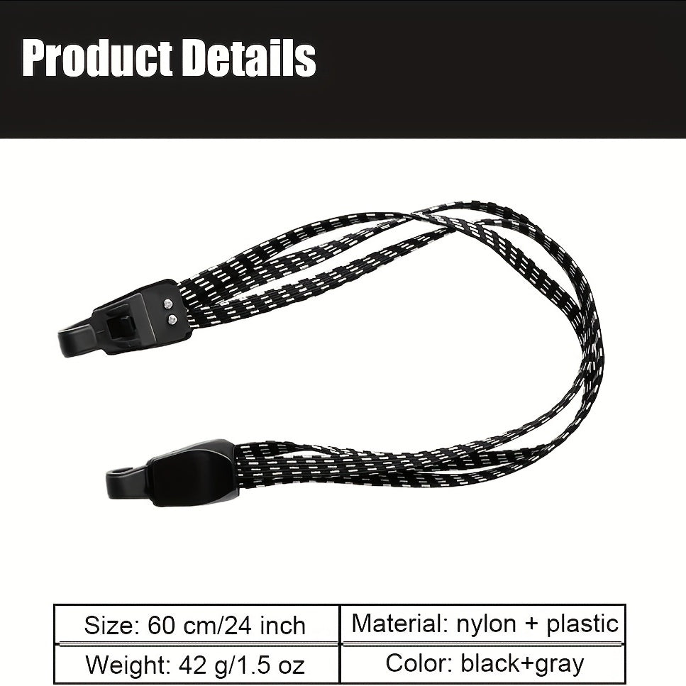 2pcs Bike Bungee Cords 3 In 1 Strap Rope Elastic With Two Plastic Hoods