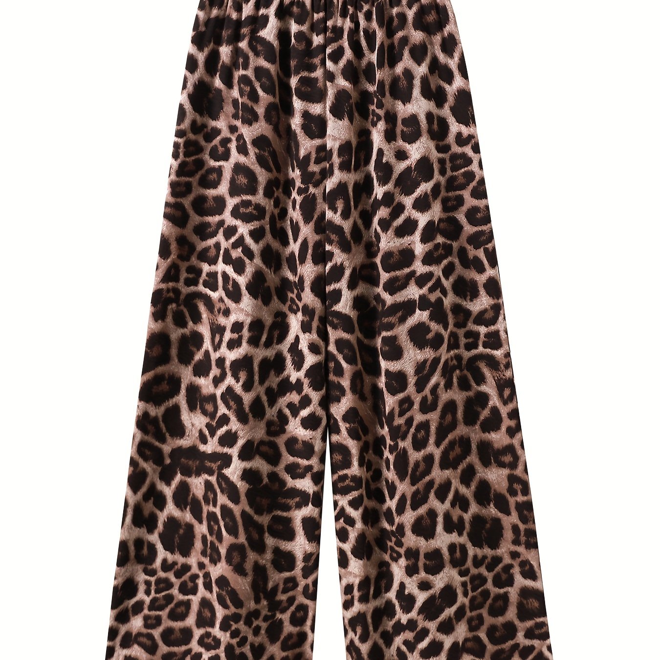 Women's Plus Leopard Print High Rise Wide Leg Pants