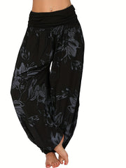 Boho Floral Print High Waist Baggy Harem Pants Women's Clothing