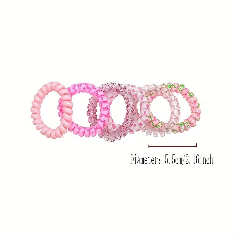 6pcs Spiral Hair Tie Traceless Hair Ties Rainbow Plastic Ponytail Hair Rope