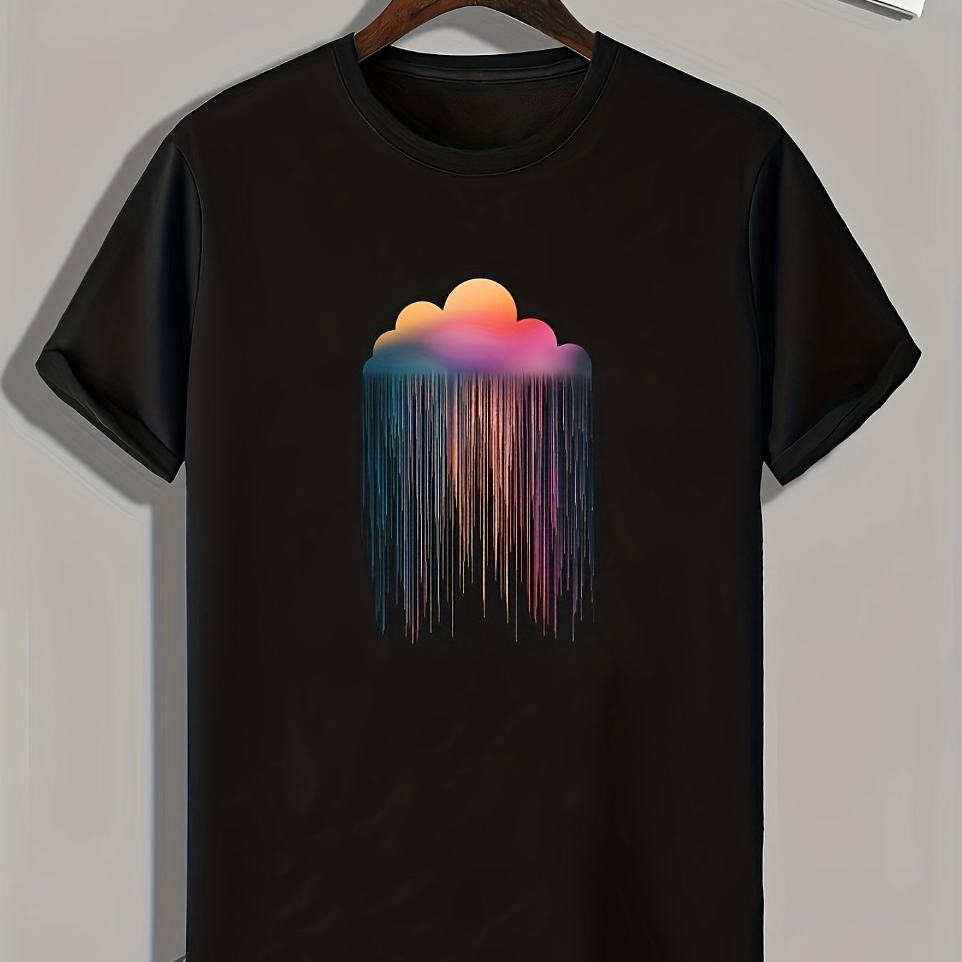 Cloud Pattern Print Men's Comfy Sports Tee Shirt
