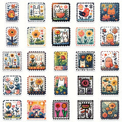 50pcs Cartoon Doodle Stamp Stickers Waterproof Notebook Water Cup Decor Stickers