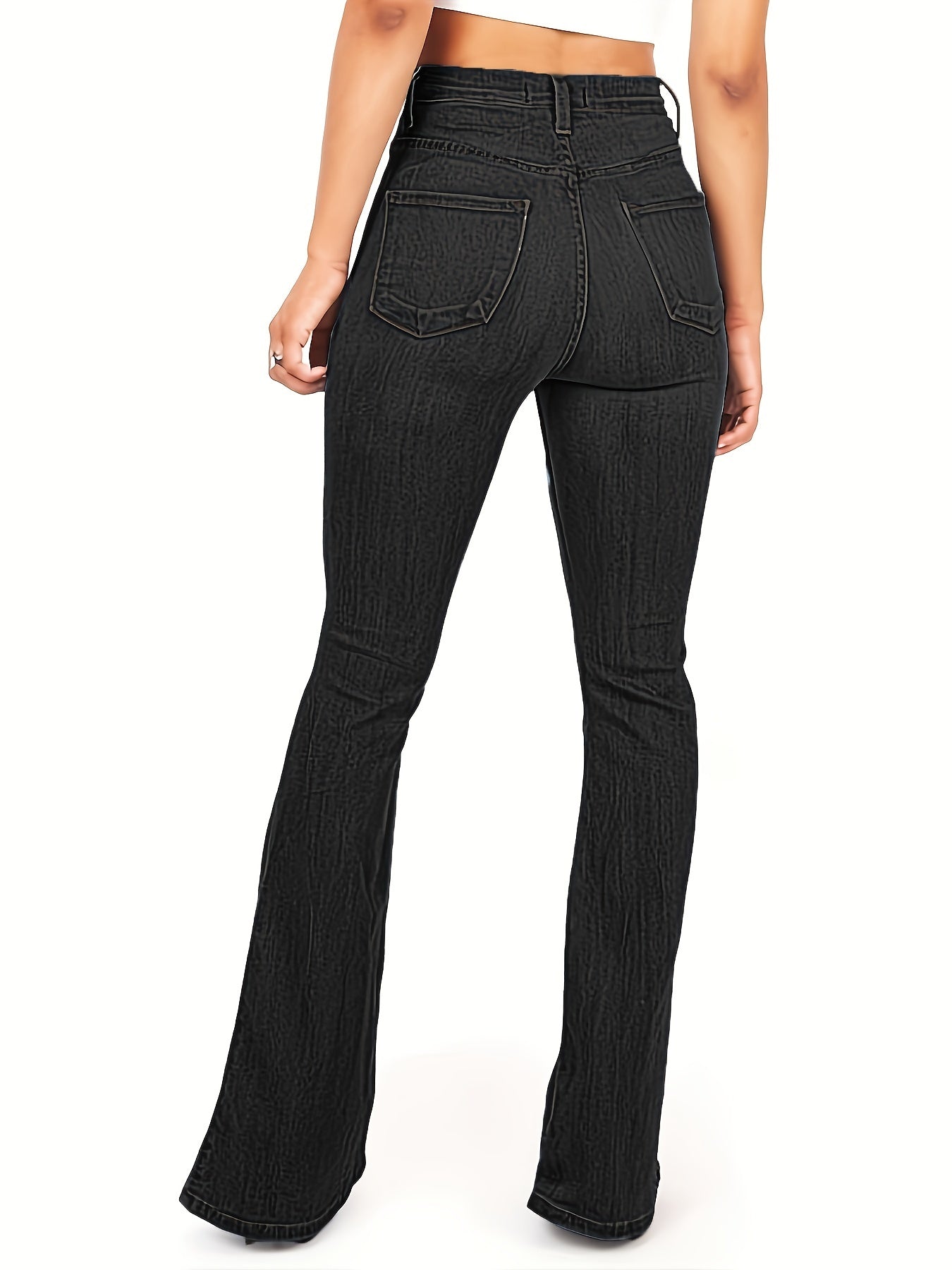 High Waist Flared Jeans Bell Bottom Wide Legs Denim Pants