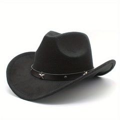 Men's Punk Style Cowboy Hat Five pointed Star British Jazz Wide Brim Hat
