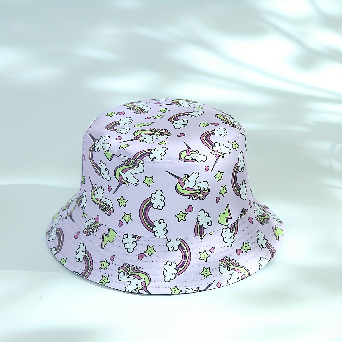 Pink Unicorn Print Bucket Hat Reversible Sunscreen Beach Hats