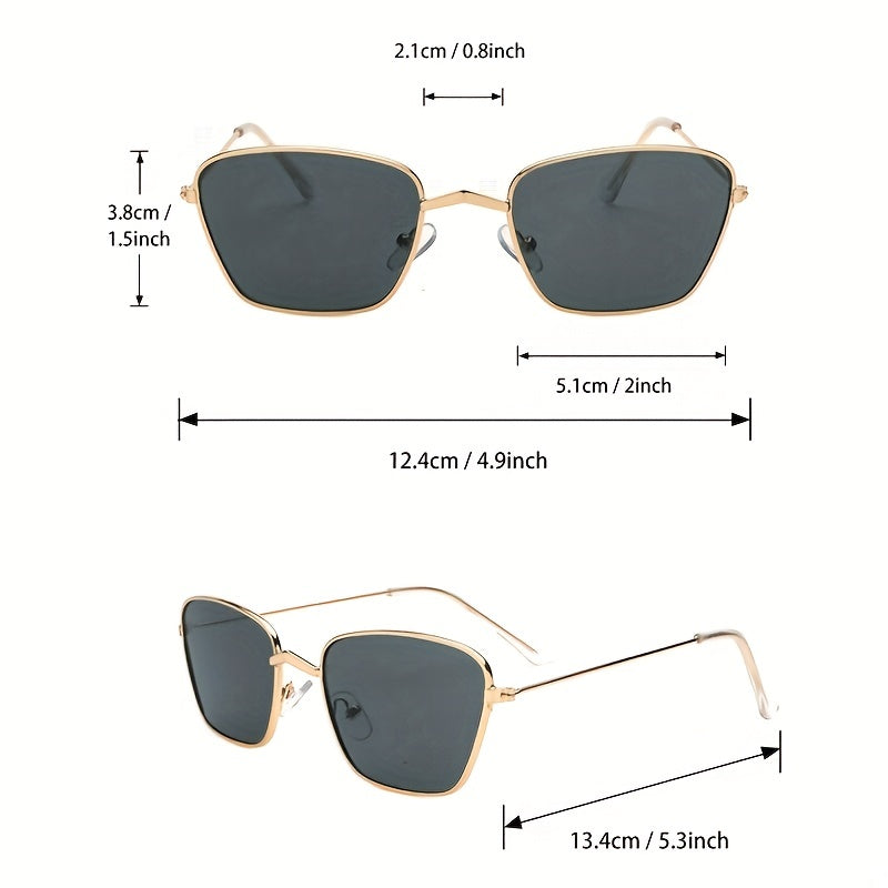 Square Metal Sunglasses UV400 Anti Glare for Men Women