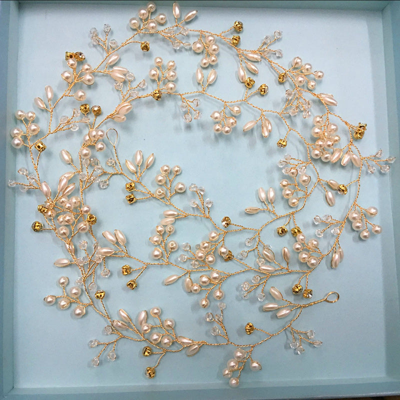 Wedding Bridal Headband Headpieces Crystals Faux Pearls Hair Vine