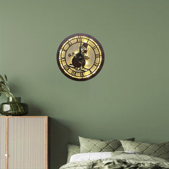 Children's Room LED Light Wall Clock Retro Wooden Sign Decoration