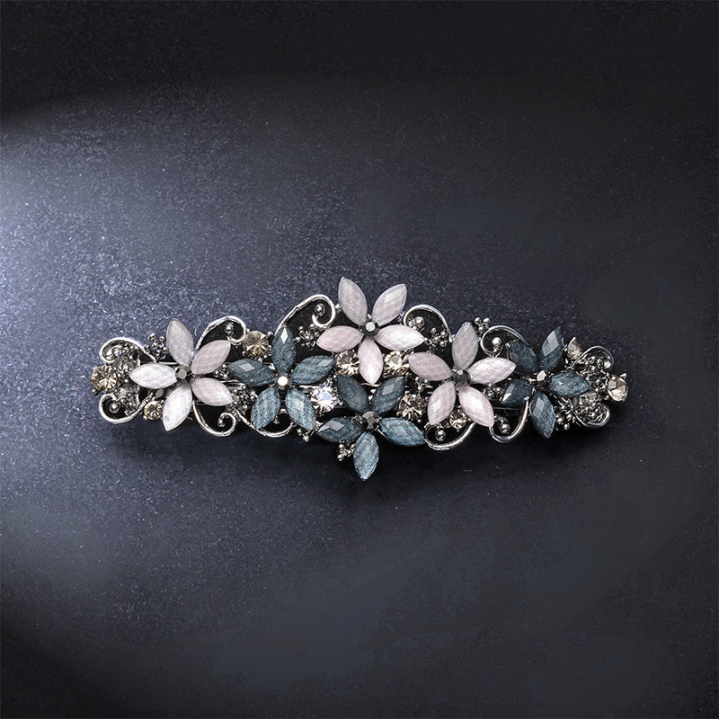 Rhinestone Flower Hair Barrettes Glitter Sparkle Fancy Clips Vintage Accessories