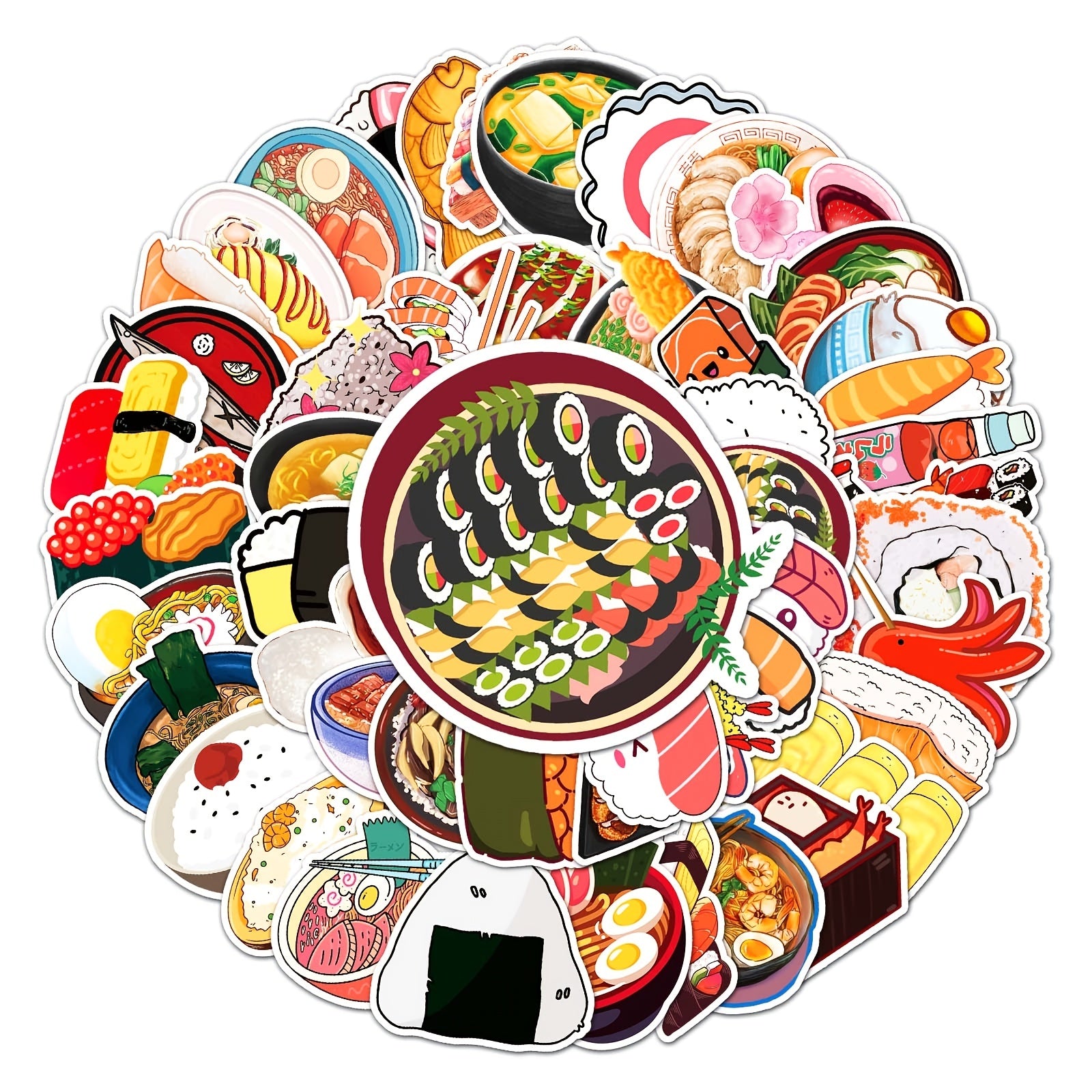 50pcs Japanese Food Waterproof Stickers For Car Laptop Skateboard