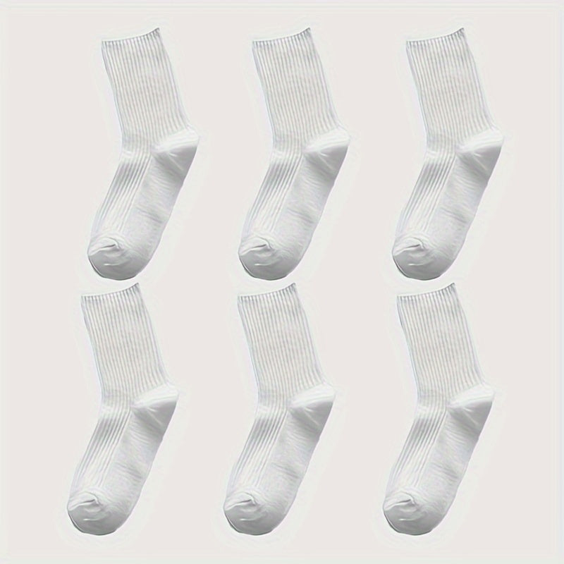 6 Pairs Solid Socks Comfy & Breathable Women's Stockings