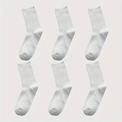 6 Pairs Solid Socks Comfy & Breathable Women's Stockings