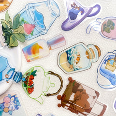 50pcs Transparent Objects Stickers for Laptop Luggage Skateboard Helmet Guitar