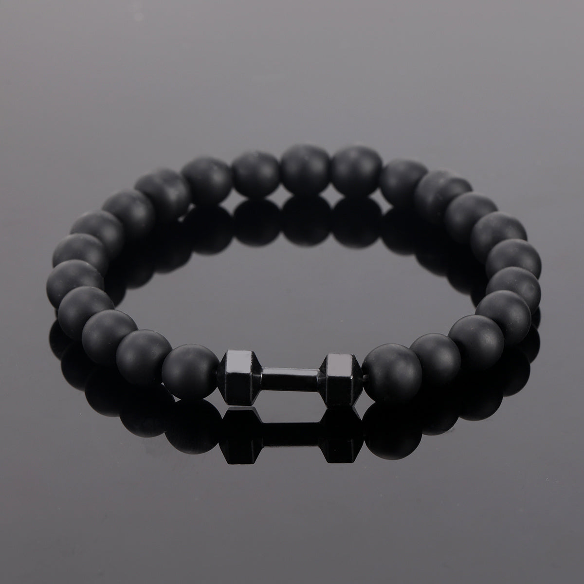 Frosted Bead Dumbbell Bracelet Men Fitness Style Gift