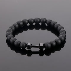 Frosted Bead Dumbbell Bracelet Men Fitness Style Gift