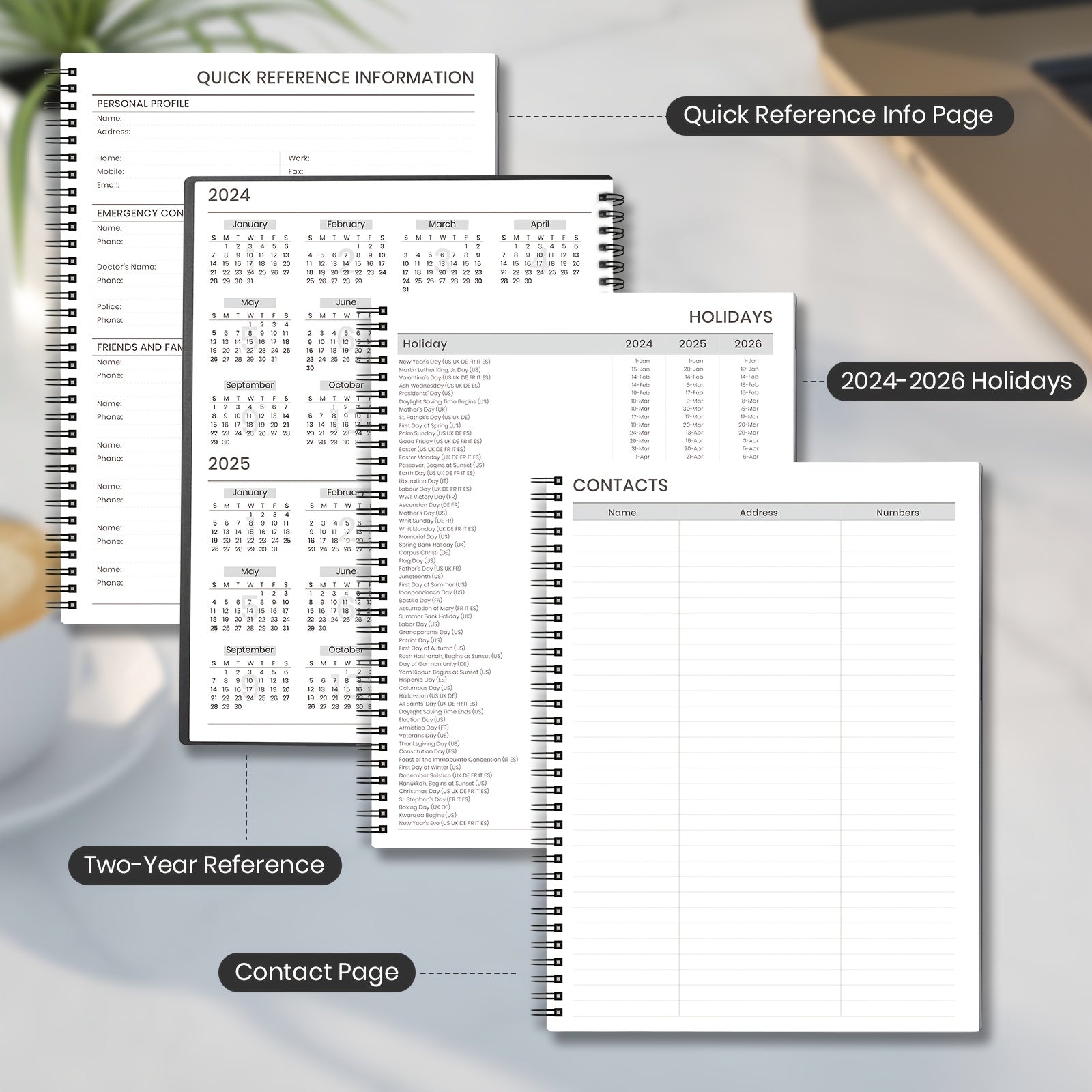 2022 Monthly Calendar Planner Spiral - JAN to DEC - Time Management Personal Age