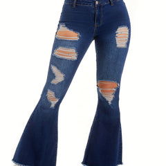  Ripped High Rise High Stretch Flared Leg Jeans