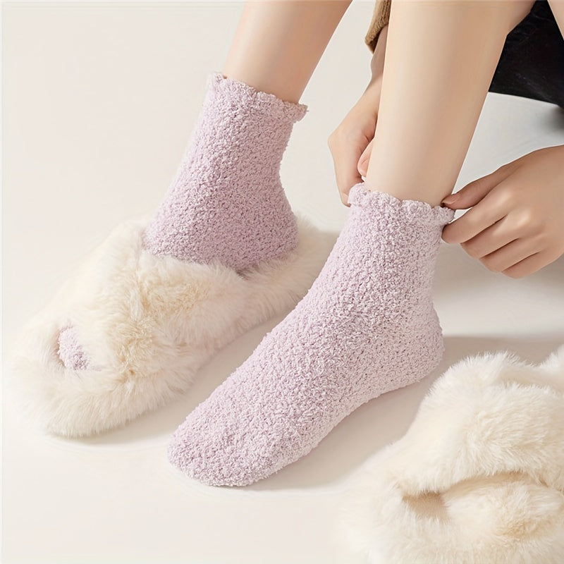 6 Pairs Warm Fuzzy Socks Comfy Mid Tube Women's Stockings