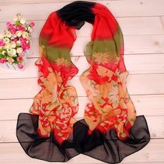 Bohemia Chiffon Scarf Classic Flower Print Shawl Sunscreen Windproof Wrap