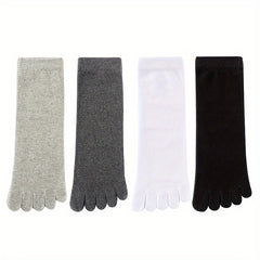 4 Pairs Solid Toe Socks Five Finger Crew Socks for Running Athletic Women's