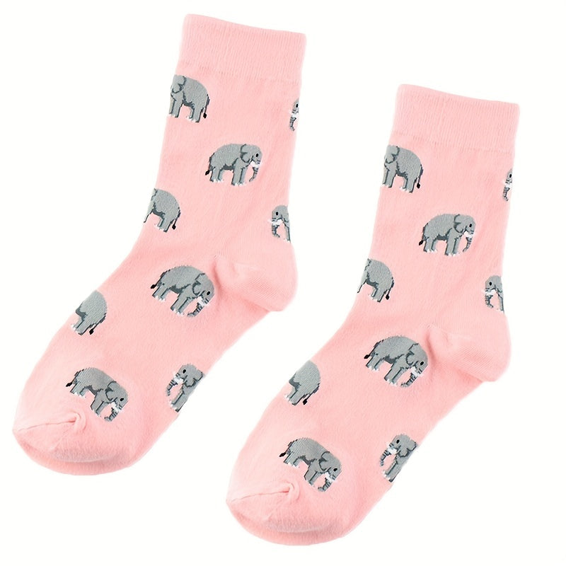 4 Pairs Cartoon Animal Print Socks Women's Stockings