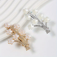 Floral Duck Bill Clips Rhinestones Hair Accessory