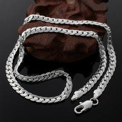 Classic Men's Whip Necklace 5mm Wide Golden Plated Silver for Birthday Party