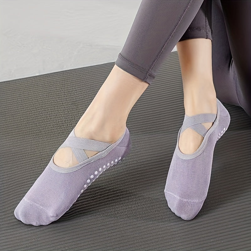 5 Pairs Anti Slip Yoga Socks for Exercise Fitness Indoor Jump Rope Dance Socks