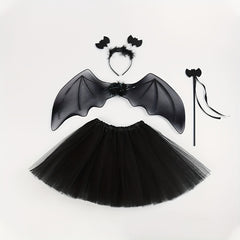 4pcs Halloween Bat Costume Set Puffy Skirt Bat Wings Bat Bandana