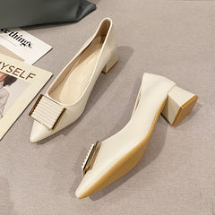Women's Pointed Toe Shoes with Metal Decor