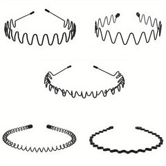 5pcs Metal Wavy Hair Head Band Spring Sports Hair Band Headwear Hair Hoop