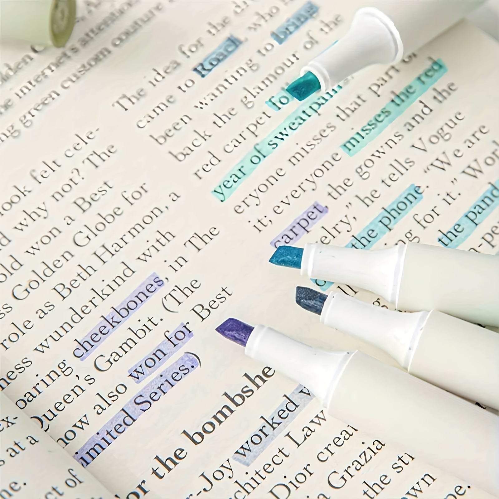 12Pcs Gradient Highlighters Eye Protection Markers Large Capacity