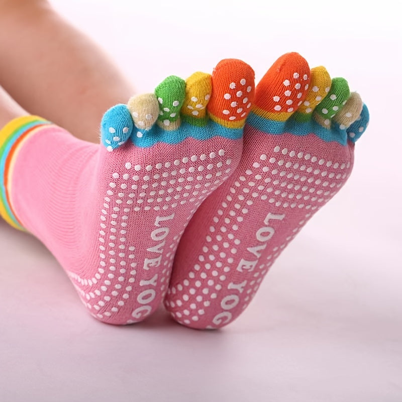 Five Toe Split Non Slip Silicone Grip Socks Yoga Workout Fitness
