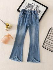 Girls Flared Tassel Jeans Denim Pants For Summer Kids