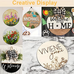 5 Pack 12" Wooden Hoops with Circular Cutouts for DIY Crafts and Home Decoration