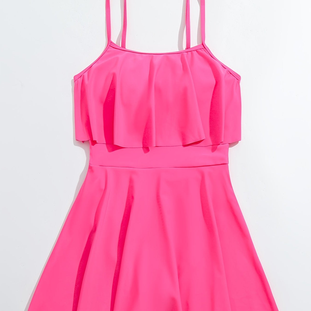 Ruffle Pleated Cami Dress Swimsuit For Girls