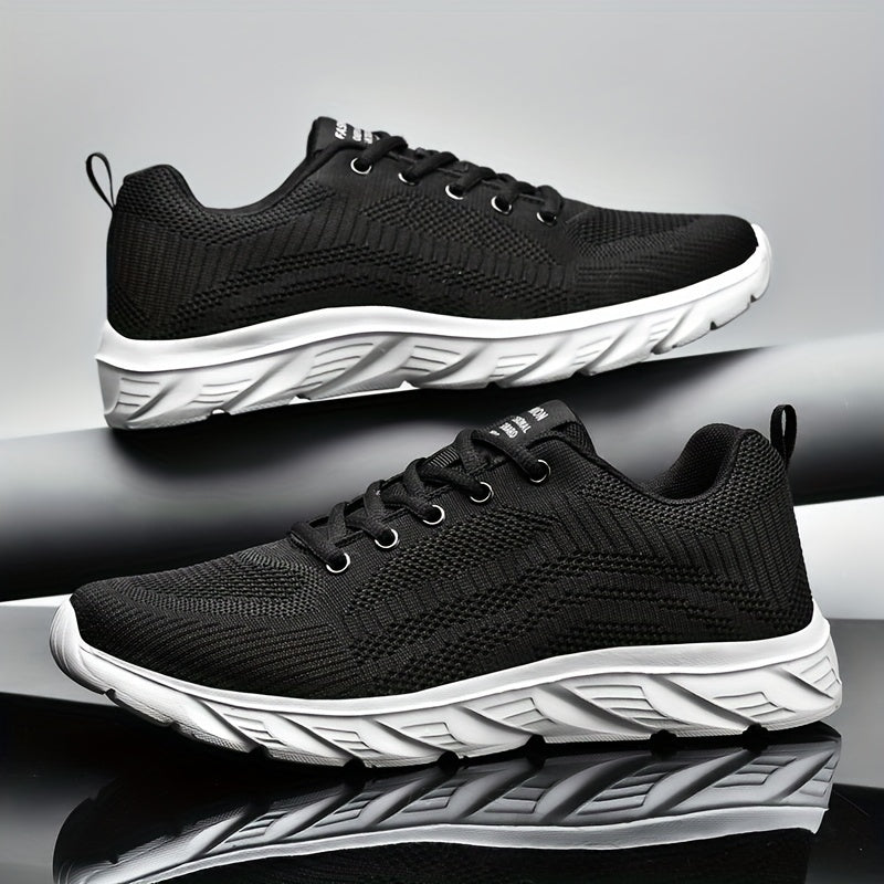 Men's Lace-Up Walking Shoes Breathable Knit Casual Sneakers