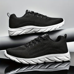 Men's Lace-Up Walking Shoes Breathable Knit Casual Sneakers
