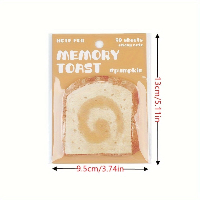 30 Sheets Sticky Memo Bread Series Toast Bread Message Paper