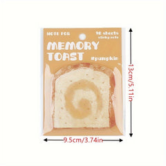 30 Sheets Sticky Memo Bread Series Toast Bread Message Paper