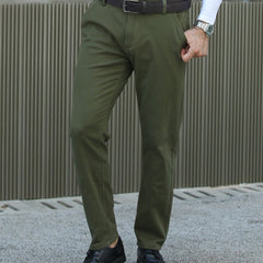 Men's Micro Stretch Solid Straight Trousers