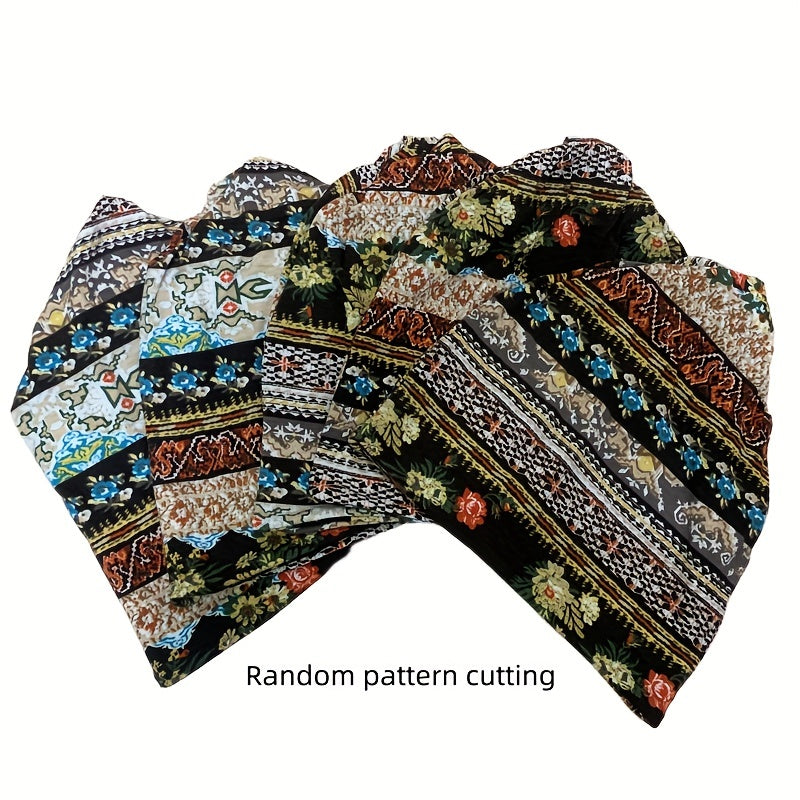 Geometric Pattern Baggy Slouchy Chemo Sleep Beanie Hat Elastic Cap