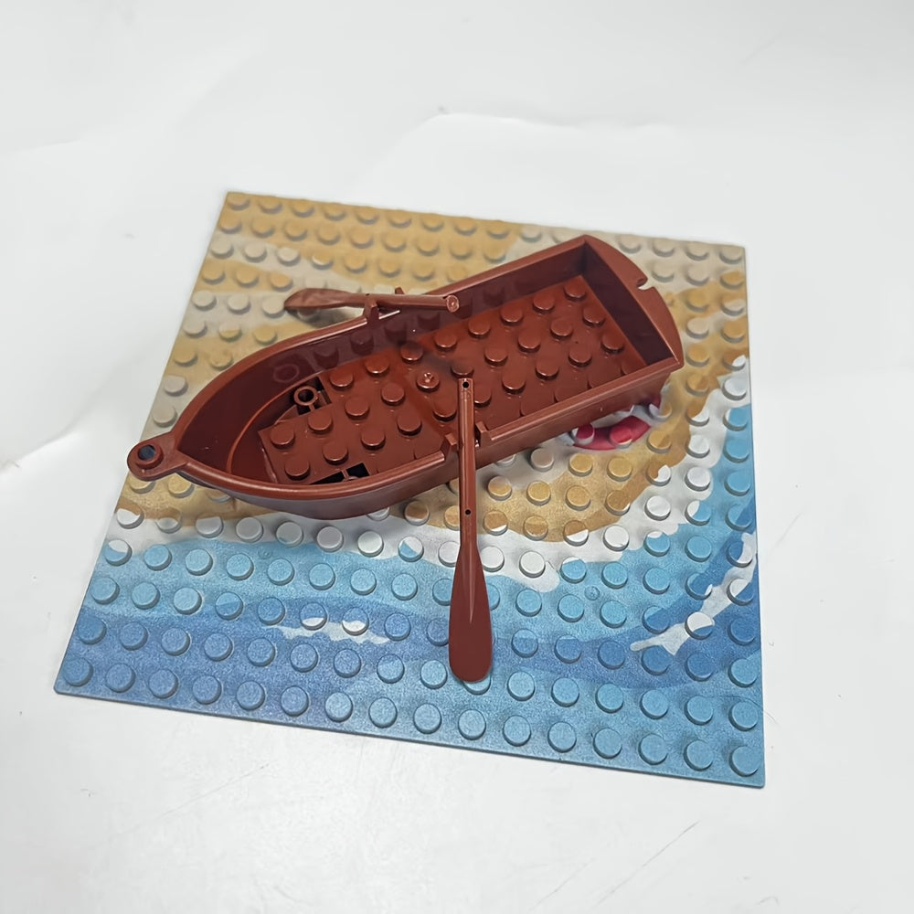 3pcs Hand Rowing Boat Building Blocks Set ABS Material Deep Brown