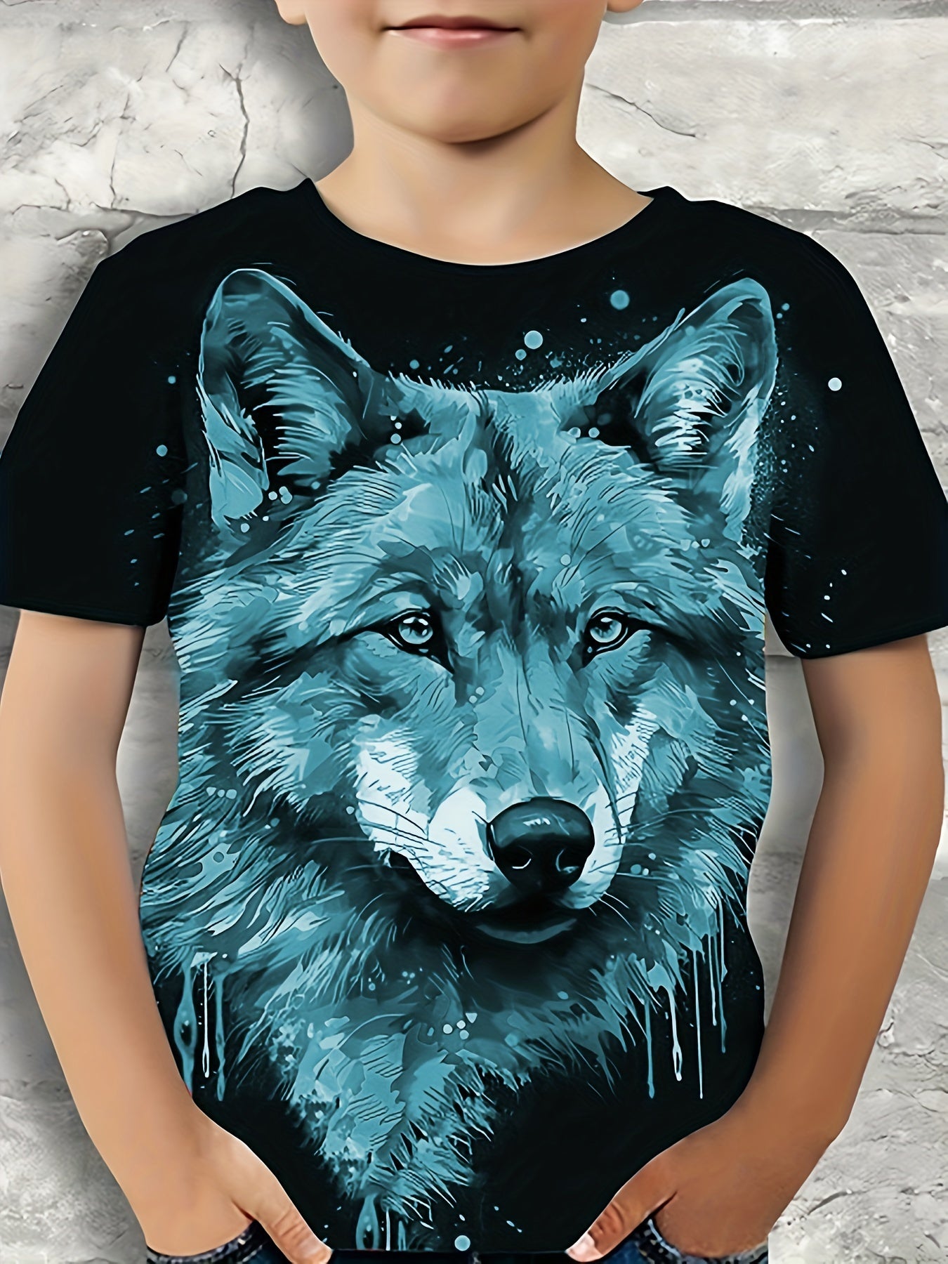 Wolf Graphic T Shirt for Boys 3D Digital Print Stretch Tee