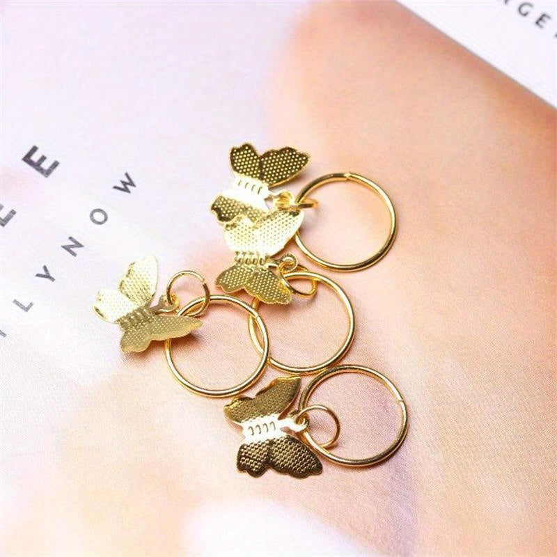 24PCS Butterfly Hair Ring Clip Silver Dreadlock Accessories