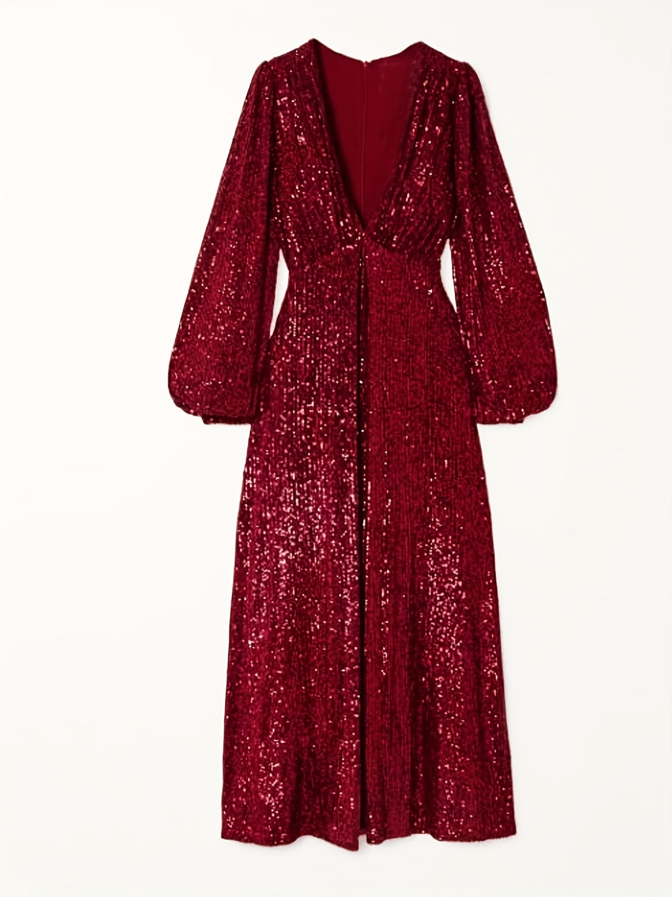 Sequined V Neck Long Sleeve Dress for Wedding Party