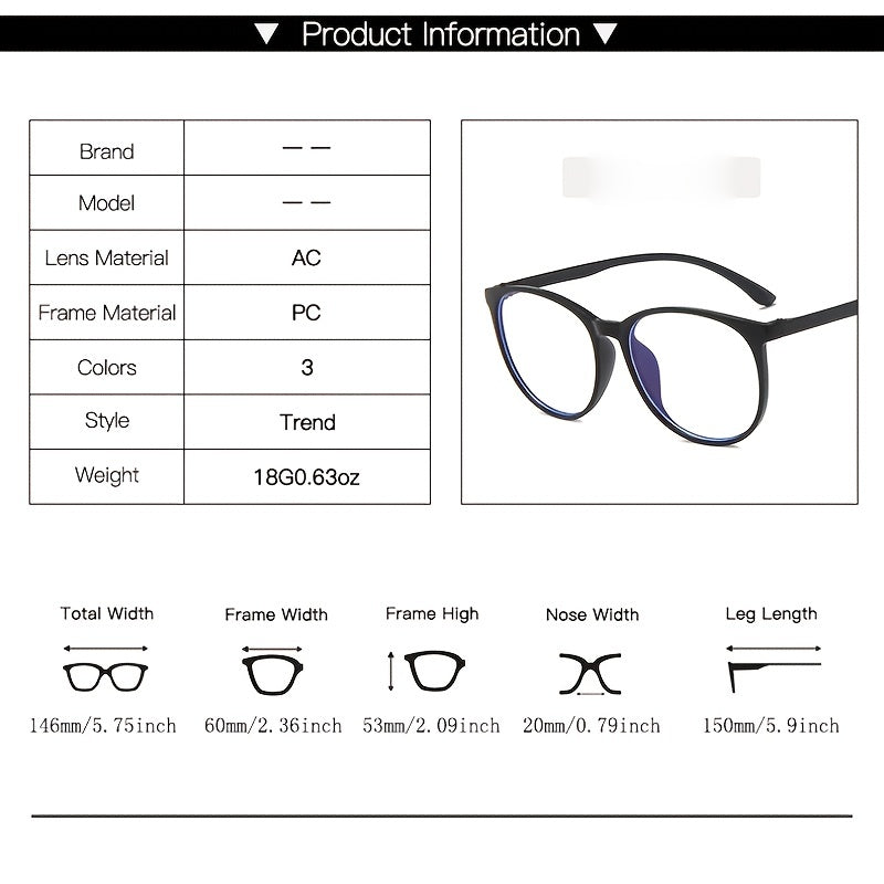 Round Frame Casual Clear Eyeglasses Light Blocking TV Gaming Glasses